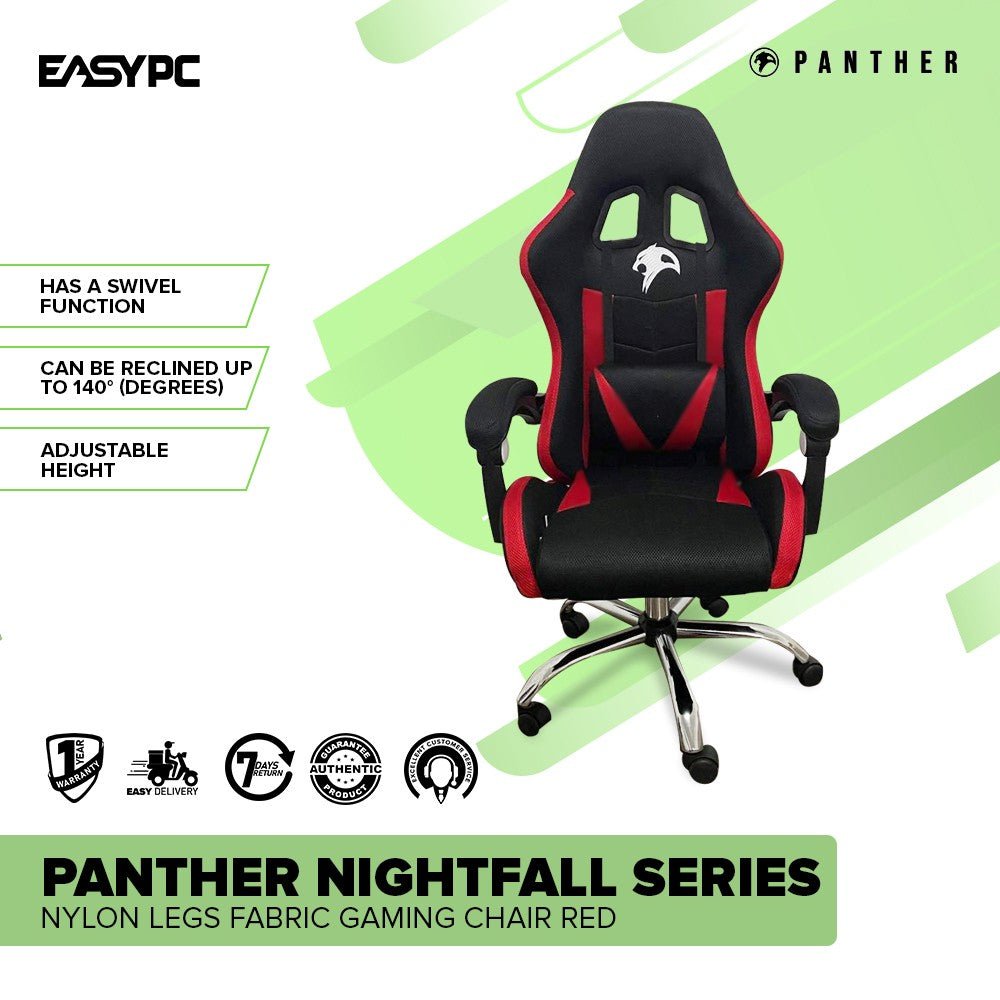 Panther Nightfall Series Nylon Legs Fabric Gaming Chair Red