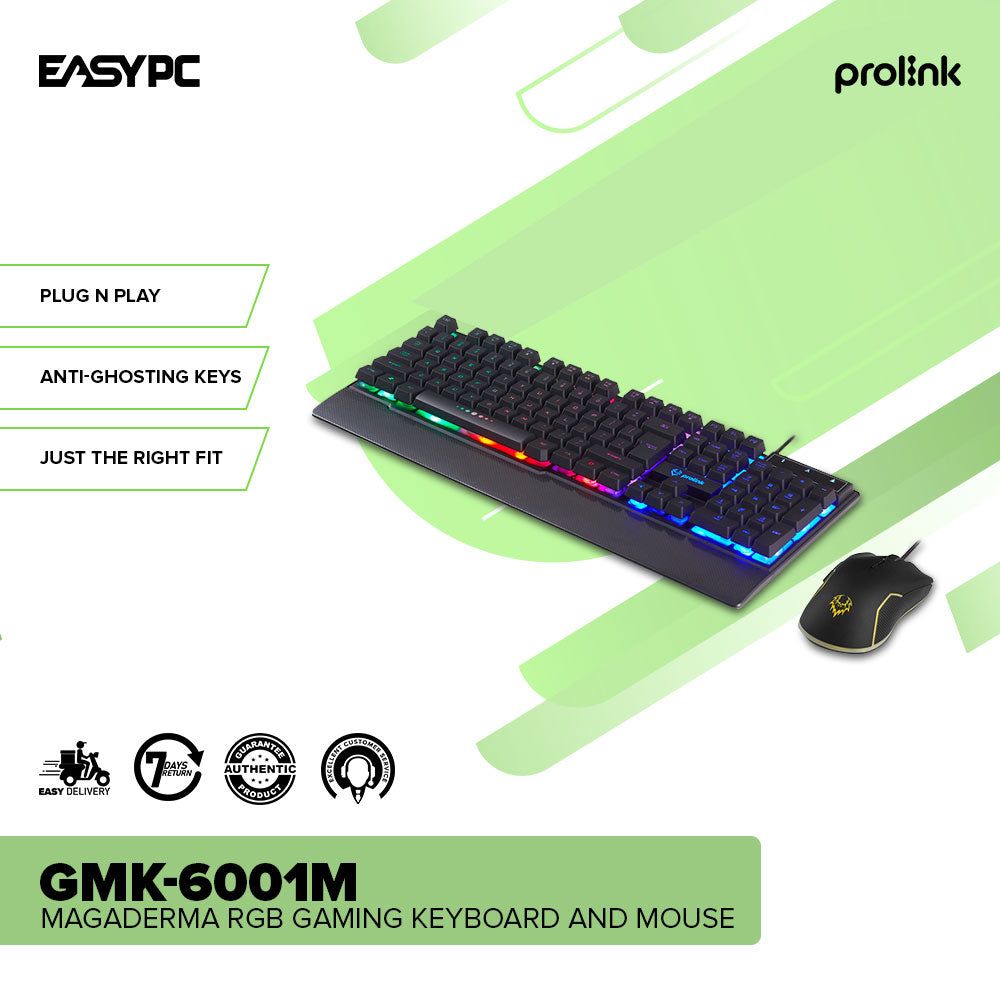 Prolink GMK-6001M Magaderma RGB Gaming Keyboard and Mouse – EasyPC