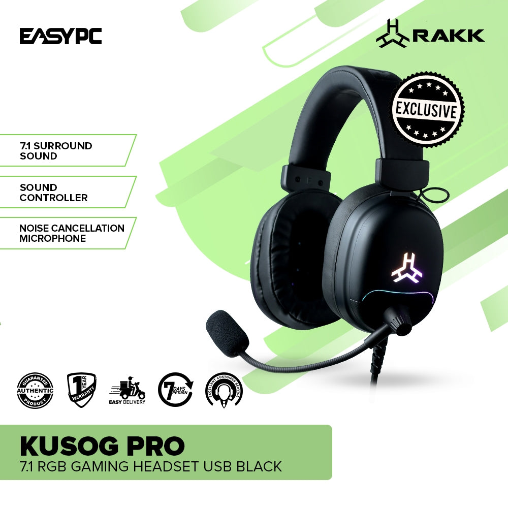 RAKK Kusog Pro 7.1 RGB Gaming Headset USB Black