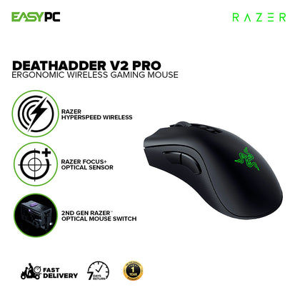 Razer DeathAdder V2 Pro Ergonomic wireless gaming mouse with best-in-class Ergonomics, 70 Million Clicks Switch, HyperSpeed Wireless Gaming Mouse RZ01-03350100-R3A11 1ION RARZ2193
