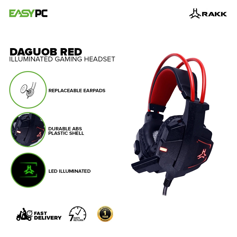 EasyPC Rakk Daguob Illuminated Red/White/Blue/Green Comfortable Headba