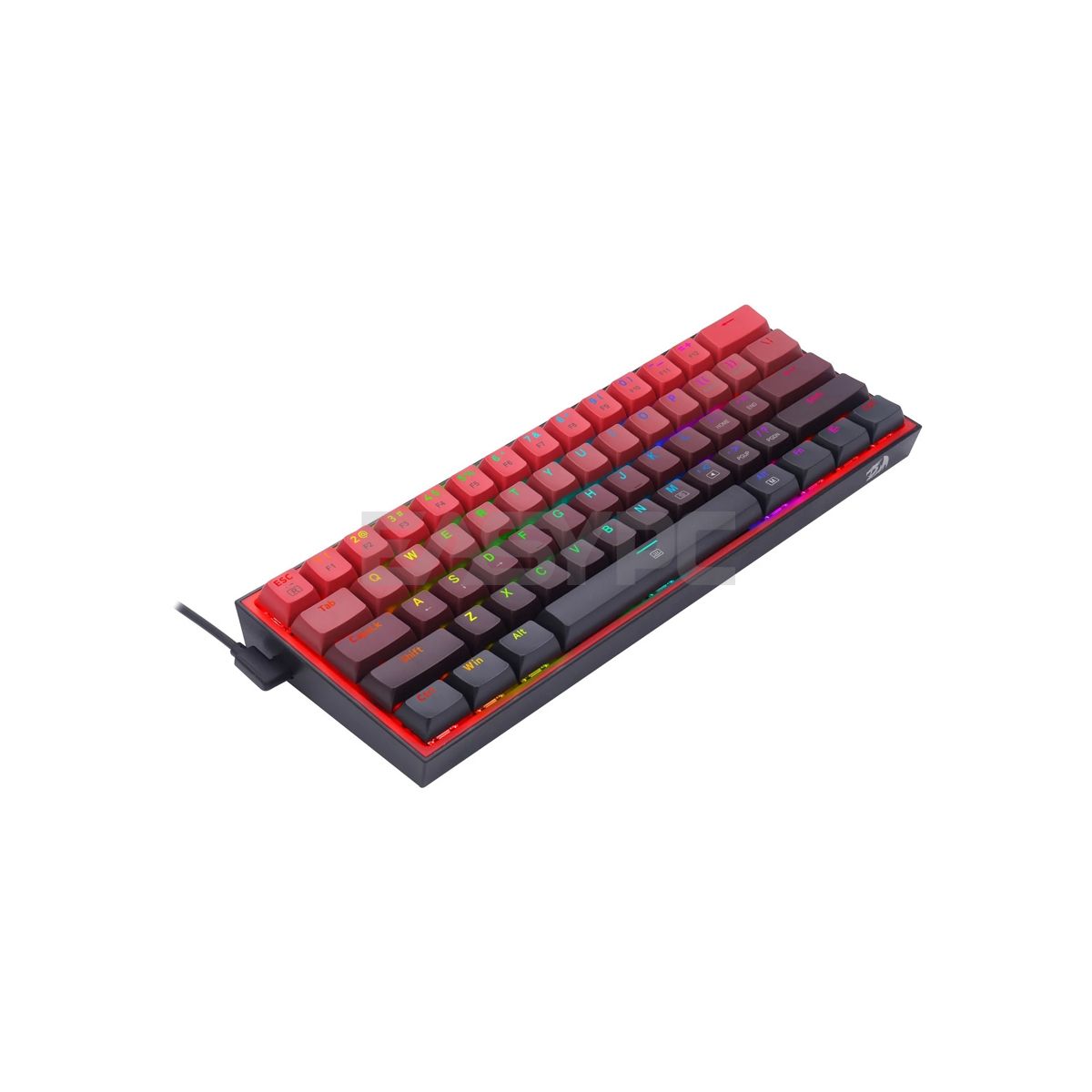 Redragon K617 FIZZ 60% Wired RGB Gaming Keyboard ,Blue Switch, Gradient Red-d