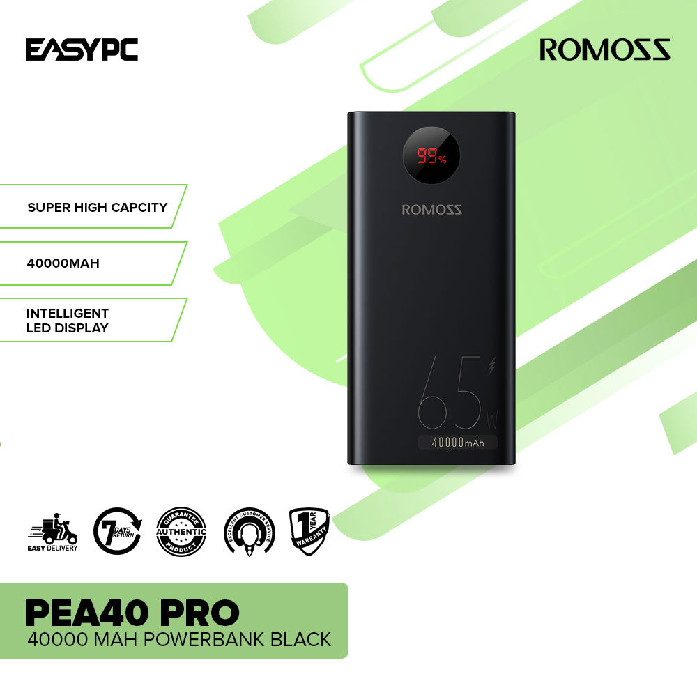 Romoss PEA40 and Pro 40000 mAh or PEA60 60000 mAh LED Display Powerban –  EasyPC