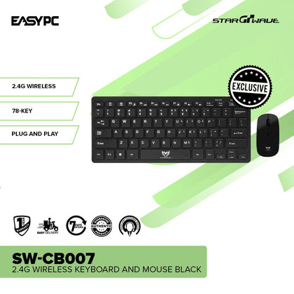 Starwave SW-CB007 2.4g Black, White, Pink 78-Key, 2.4G Wireless Plug and Play Wireless Keyboard and Mouse