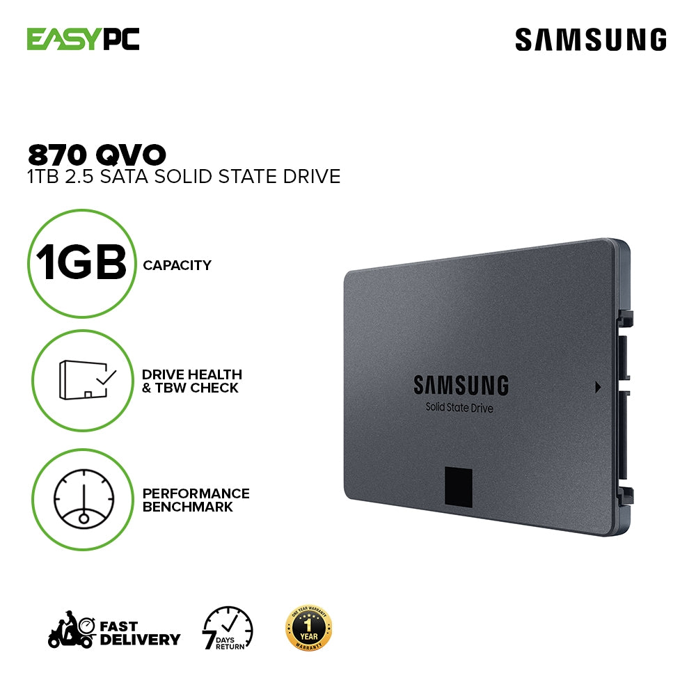 Samsung 870 QVO 1TB SATA Gbps Interface, compatible with SATA Gbps Gbps interfaces Sata Solid State Drive