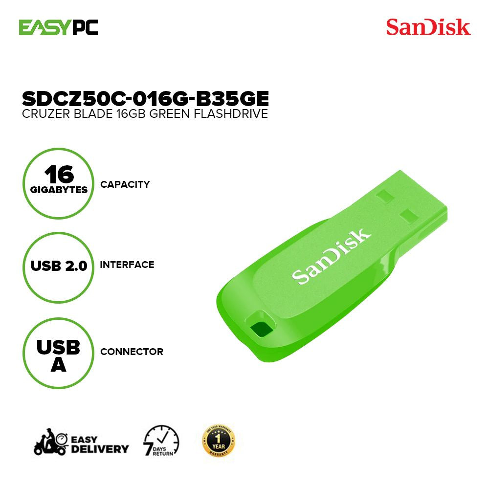 Sandisk SDCZ50C-016G-B35GE Cruzer Blade 16gb Green