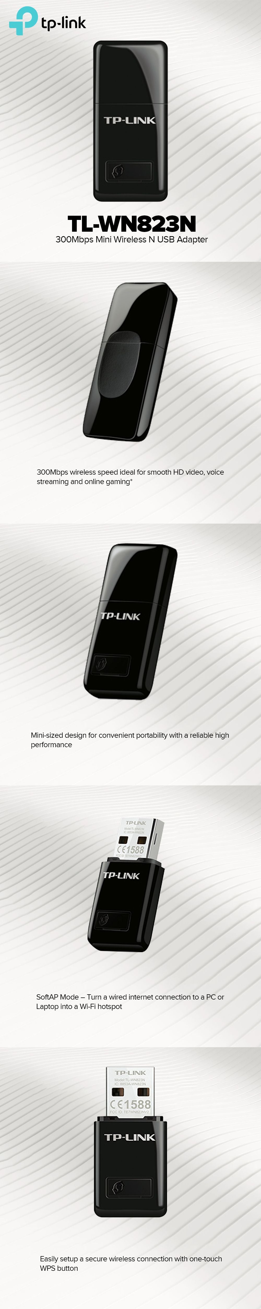 Adaptador Wifi TP-Link WN823N USB 300 Mbps
