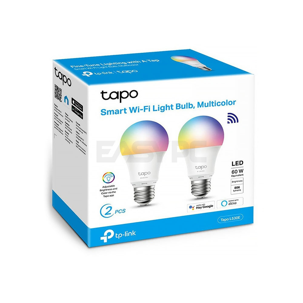 TP-Link Tapo Wifi Connected Bulb, bombilla LED E27 de color blanco cálido,  compatible con Alexa, Google Home y Siri set de 2 Tapo L510. - Tplink
