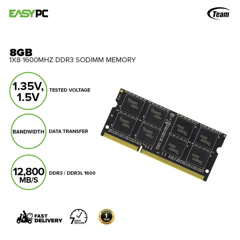 Team Elite 1x8gb Ddr3 1600mhz Sodimm Memory – EasyPC