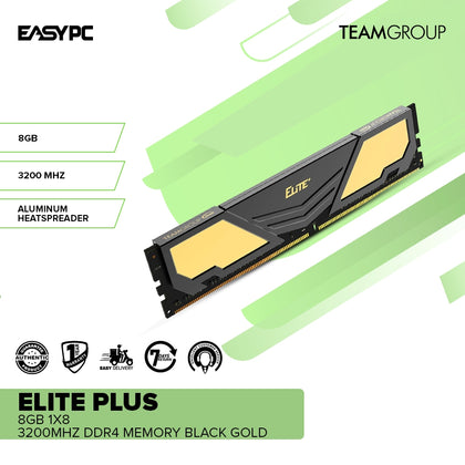 Team Elite Plus 8gb 1x8 3200Mhz Black Gold Ddr4 Memory