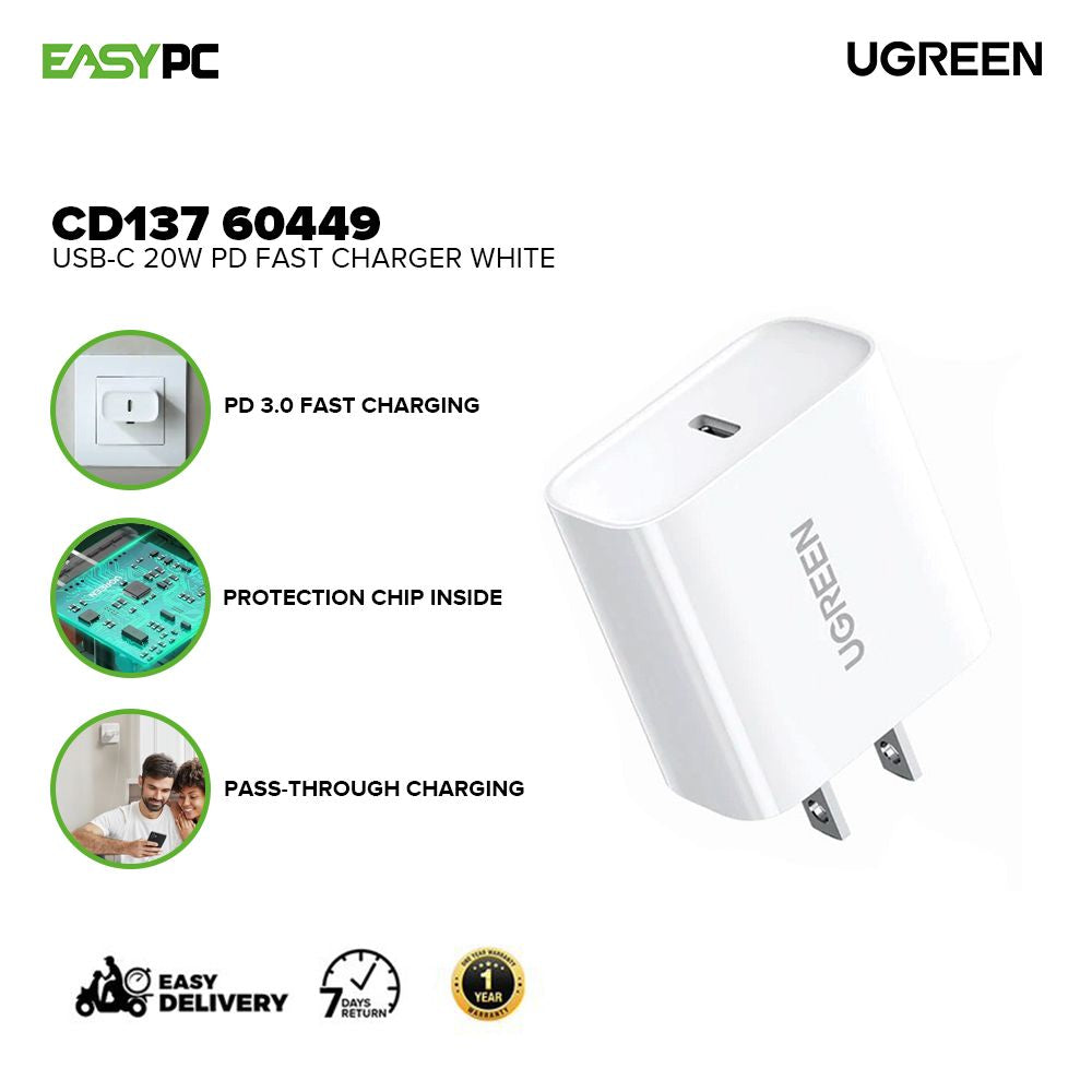 UGREEN CD137 60449 USB-C 20W PD Fast Charger White