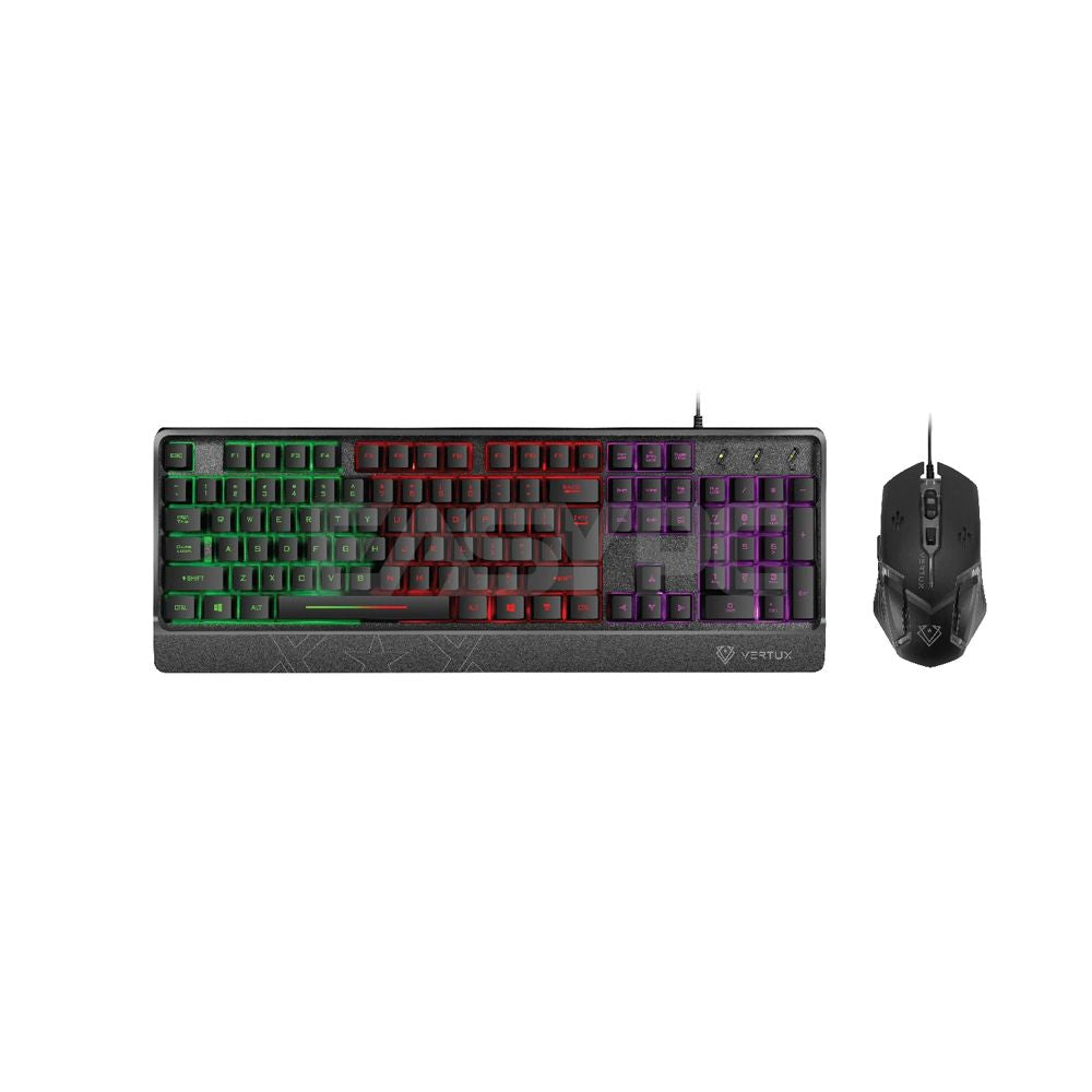 Vertux Orion 104-Key Rainbow-Backlit Ergonomic Wired Keyboard and 1000-3200 DPI Mouse Gaming Combo 17PRO VEOR2524