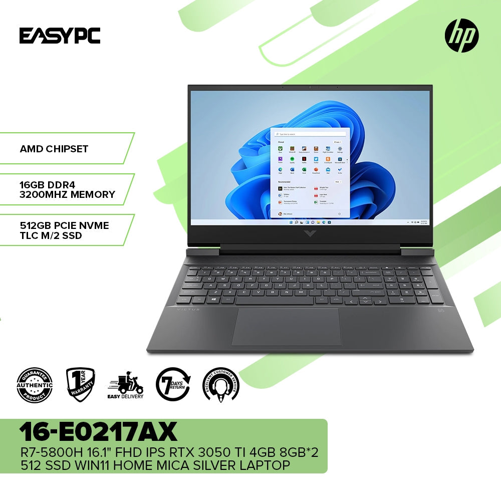 Victus Hp Laptop 16-E0217Ax R7-5800H 8Gb*2 Win11 8Gb*2/512 Ssd Laptop  Universal
