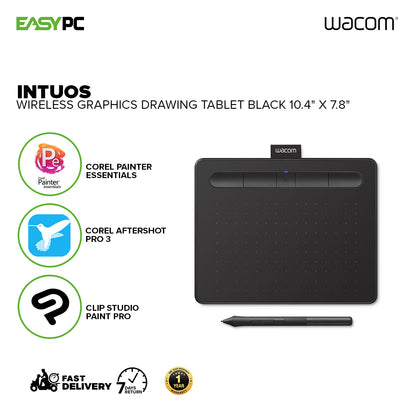 Wacom Intuos Wireless Graphics Drawing Tablet Black CTL-6100WL/K0-C/ CTL-4100WL/K0-C BK 1ION