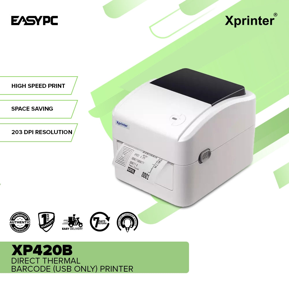 Xprinter XP420B direct thermal barcode (usb only) printer