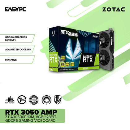 Zotac RTX 3050 AMP ZT-A30500F-10M 8gb 128Bit GDdr6 Gaming Videocard