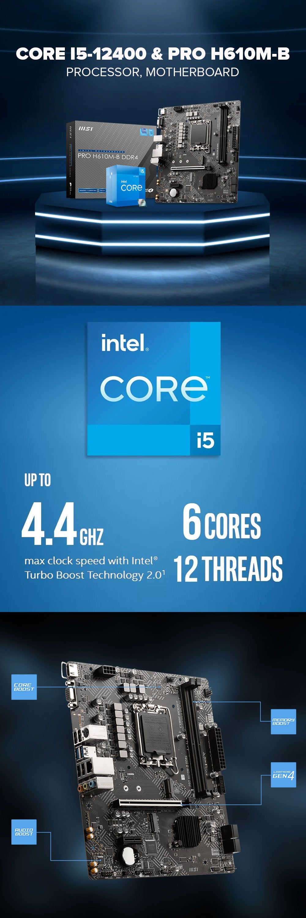 Intel Core i5-12400 Processor + MSI Pro H610M-B Motherboard – EasyPC