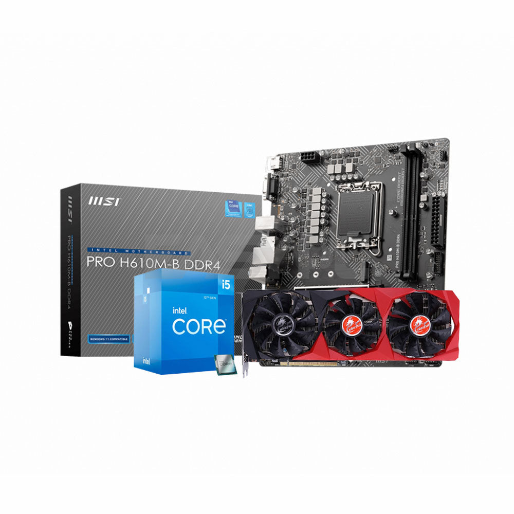 Intel Core i5-12400 Processor + MSI Pro H610M-B Motherboard + Colorful ...