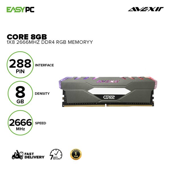 Avexir Core 1x8gb 2666mhz Ddr4 288 PIN Interface Intel XMP 1.2V U-DIMM RGB Gaming Memory - Image 2