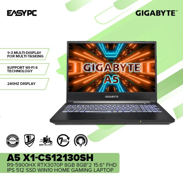 Gigabyte A5 X1-Cs12130Sh R9-5900Hx 8Gb*2 Win10 8Gb*2/15.6" Fhd Ips Laptop Gaming - Image 2