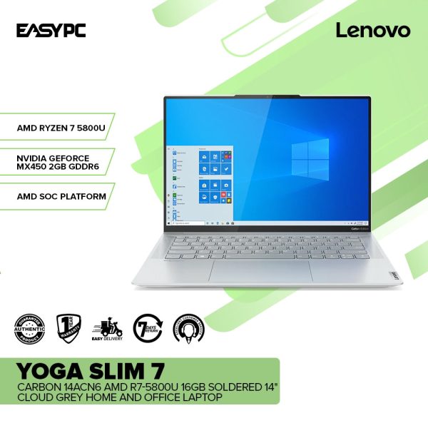 LENOVO YOGA Slim 7 Carbon 14ACN6 AMD R7-5800U 16GB 14" 2.8K OLED 512 SSD AMD Radeon Win11 Laptop Cloud Grey (82L00026PH) 1ION - Image 2